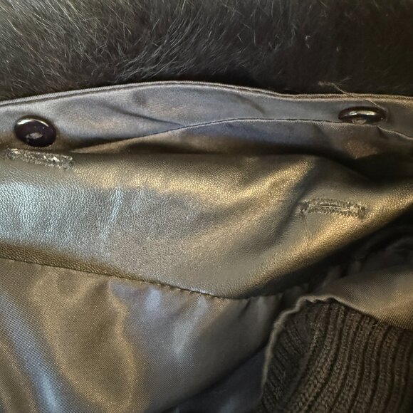 Cache Black Leather Dressy Blazer Jacket Detachable Fox Fur Trim Collar Medium - Picture 12 of 16